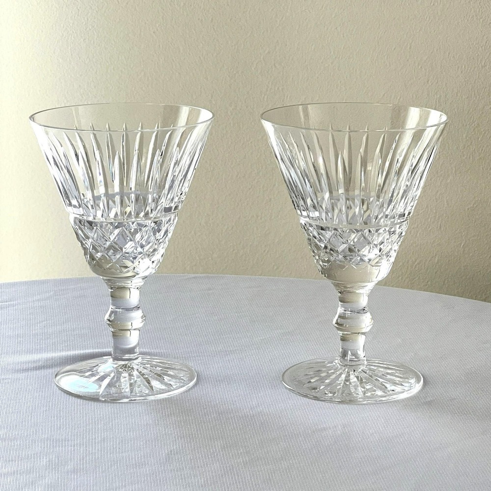 Waterford Tramore Water Goblets Set of 2 Crystal Footed Glasses 5 5/8" Tall - Picture 3 of 8